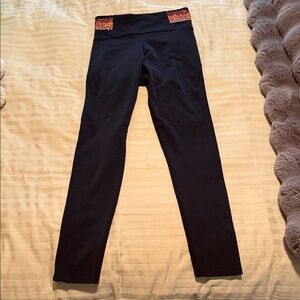 Onzie Black Leggings with Multicolor Waistband